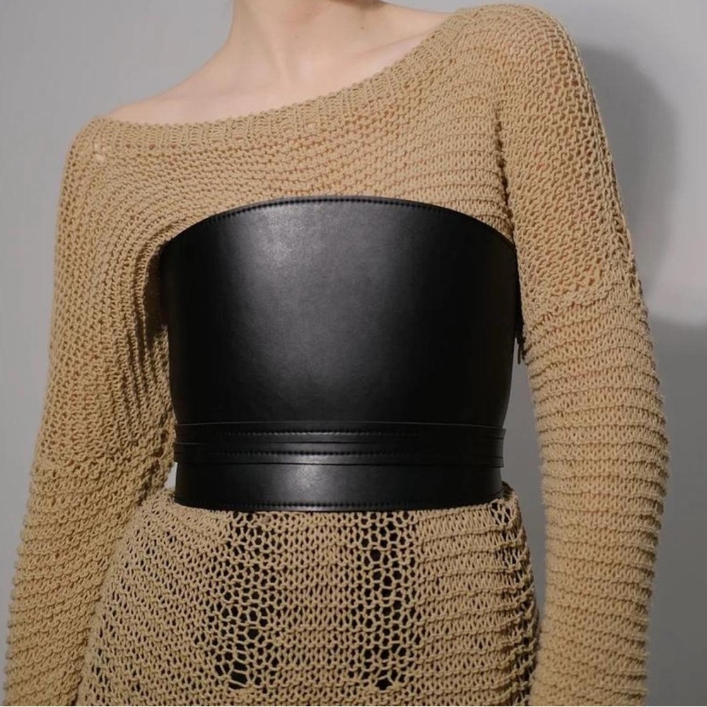 Vegan leather corset belt